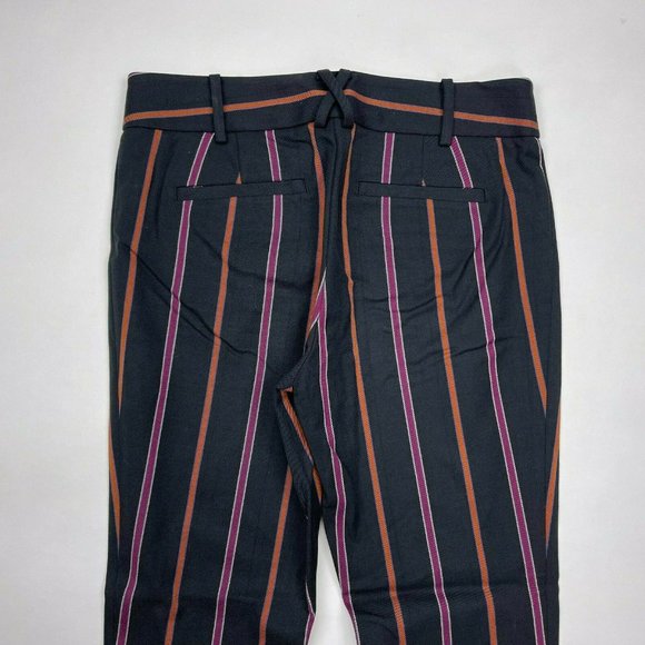 Anthropologie Essential Slim Striped Pant Cotton Blend Pocket Flat Front Women 4 - Picture 5 of 10